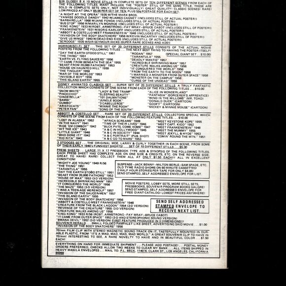 Vintage Film Fan Monthly Magazine Lot of 3 - Picture 6 of 6